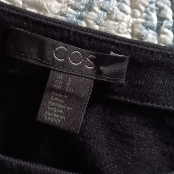 COS Black Cotton Boxy Padded Shoulder Mini Dress S - Picture 3 of 4